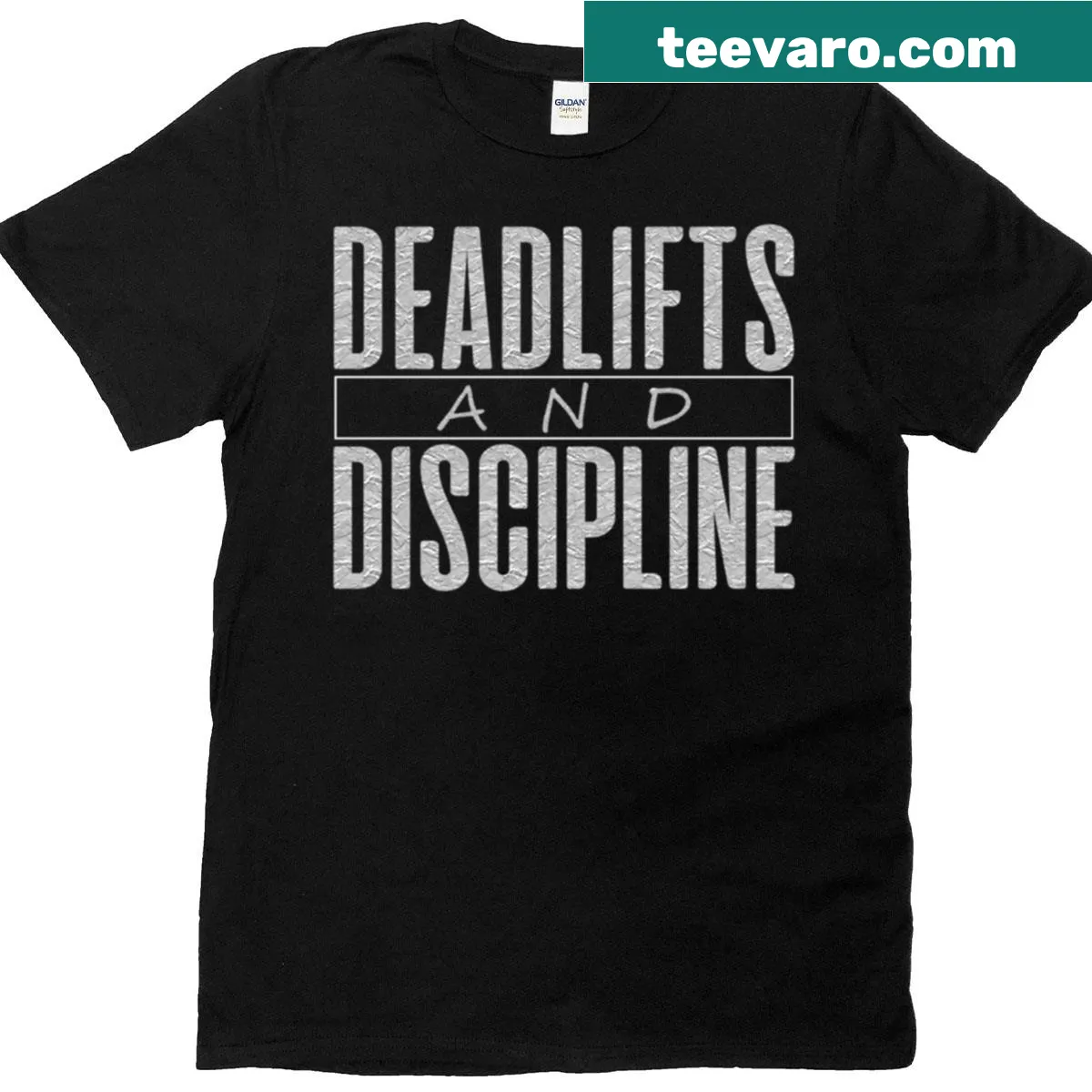 Motivational fitness t-shirt with deadlifts theme — on a men's t-shirt