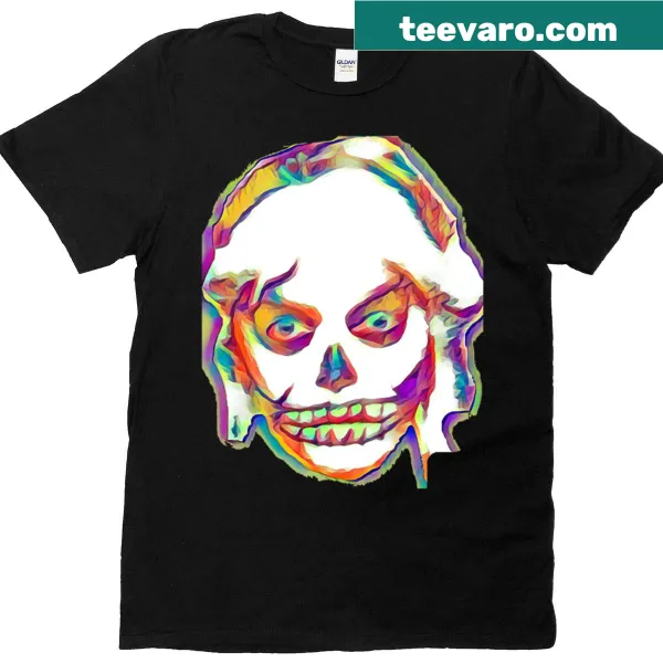 Eerie ghost graphic Halloween T-shirt with stars and moons design