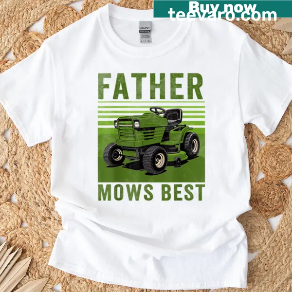 Humorous typography t-shirt celebrating dads and lawn care