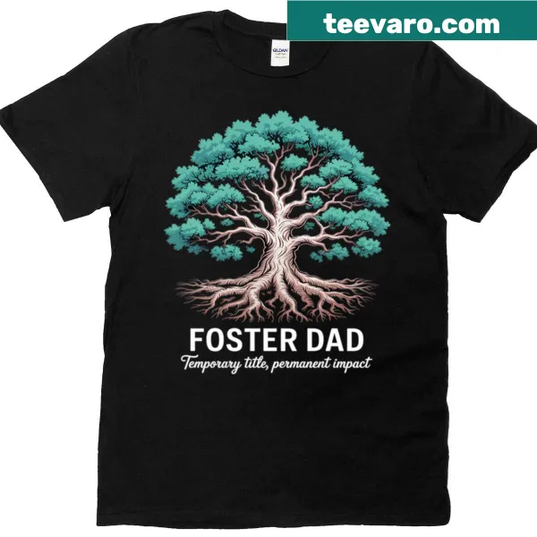 Illustrated tree design with text celebrating foster dads