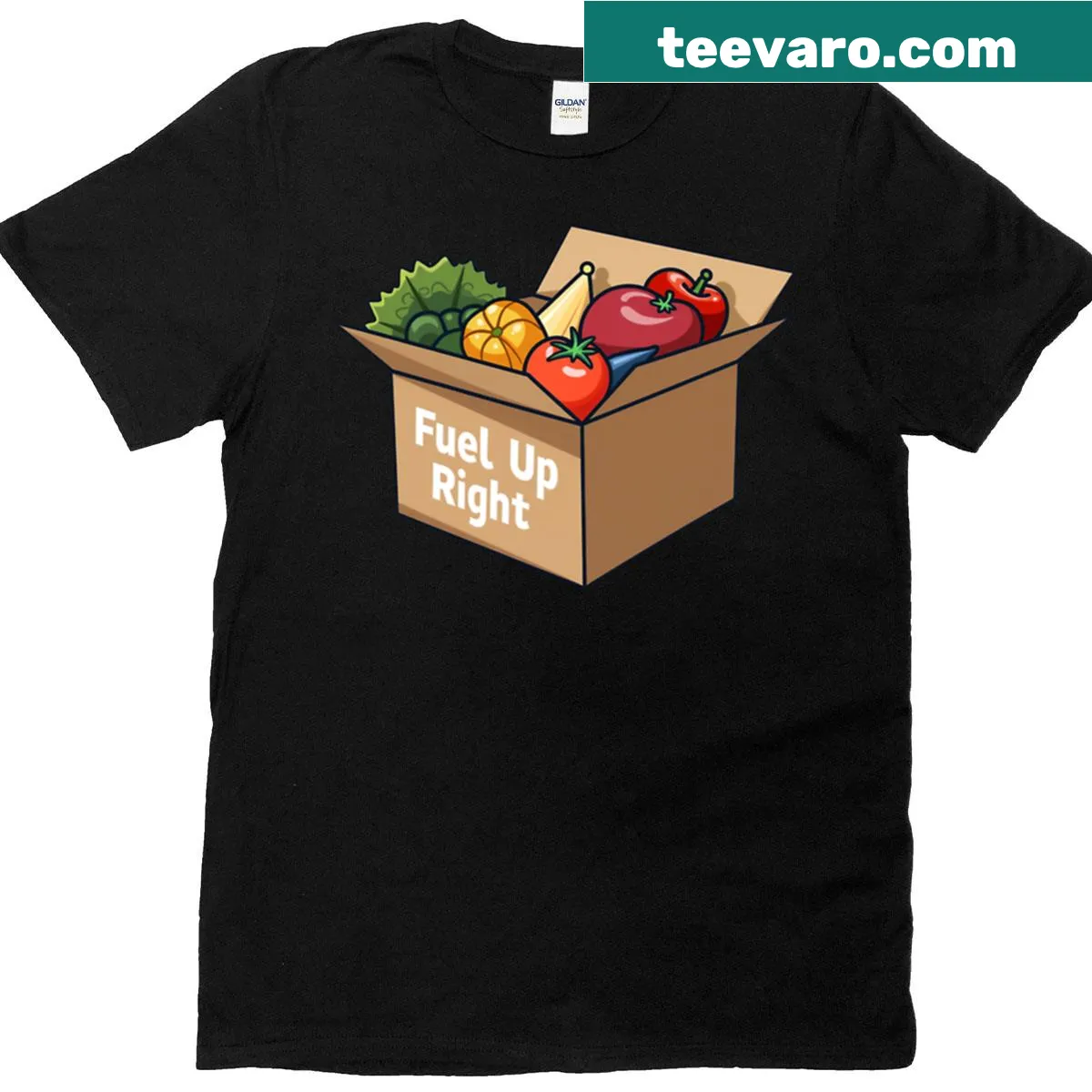 T-shirt with bold print saying 'Fuel Up Right' for a healthy lifestyle — on a men's t-shirt
