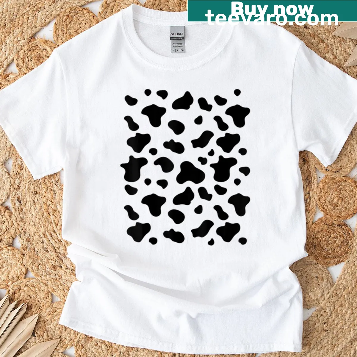 Cartoon cow pattern design on a t-shirt for Halloween — on a men's t-shirt
