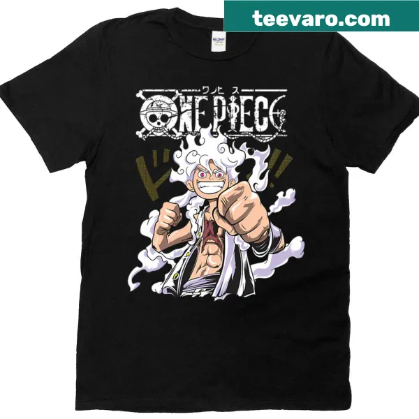 Illustration of Gear 5 Luffy from One Piece on T-shirt