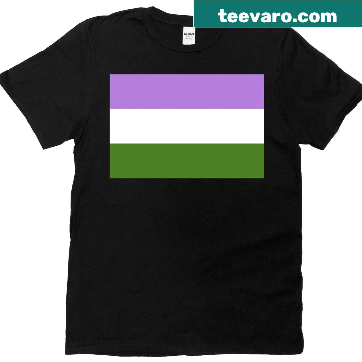 Genderqueer pride flag graphic on a T-shirt — on a men's t-shirt