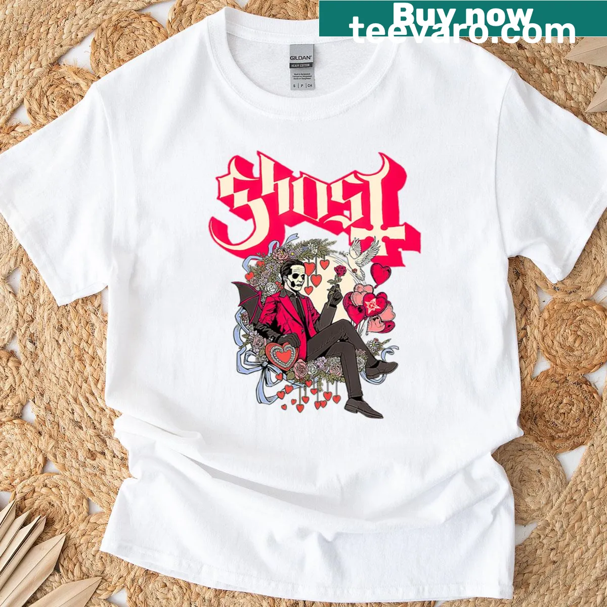 Vintage ghost graphic on a Halloween T-shirt. — on a men's t-shirt