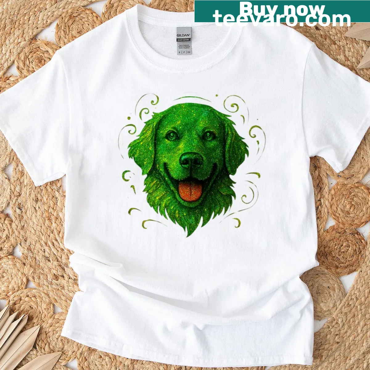 Whimsical dog illustration on a T-shirt. — on a men's t-shirt