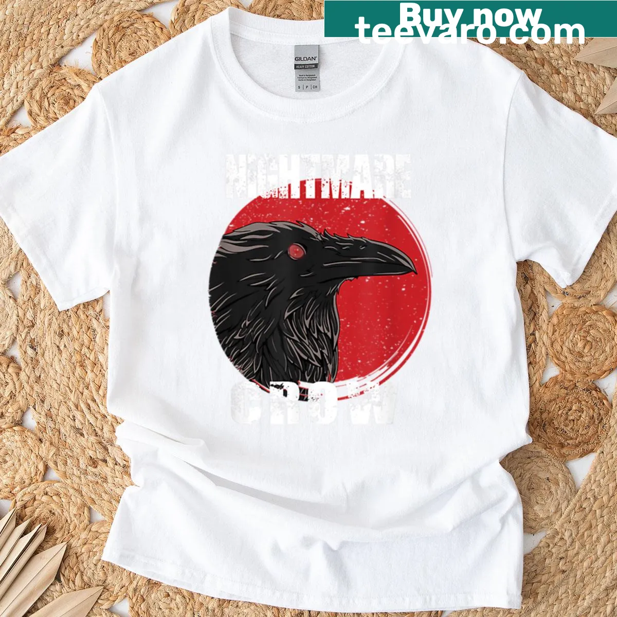 Gothic t-shirt with a crow design for Halloween enthusiasts — on a men's t-shirt