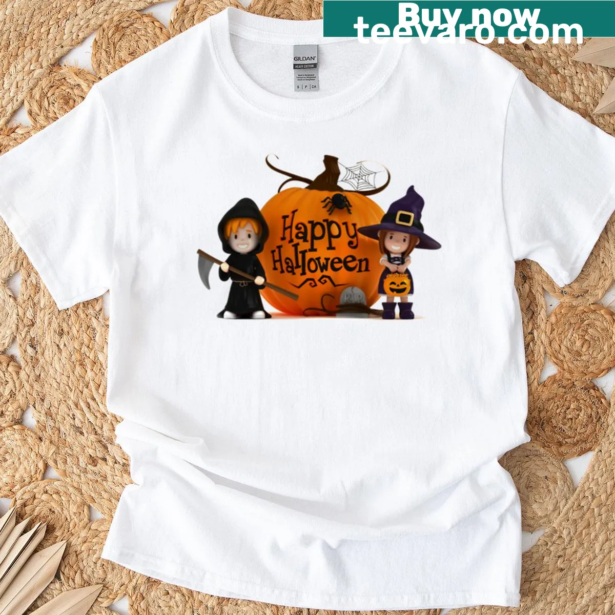 Fitted Jack O Lantern-themed T-shirt for gamers — on a men's t-shirt