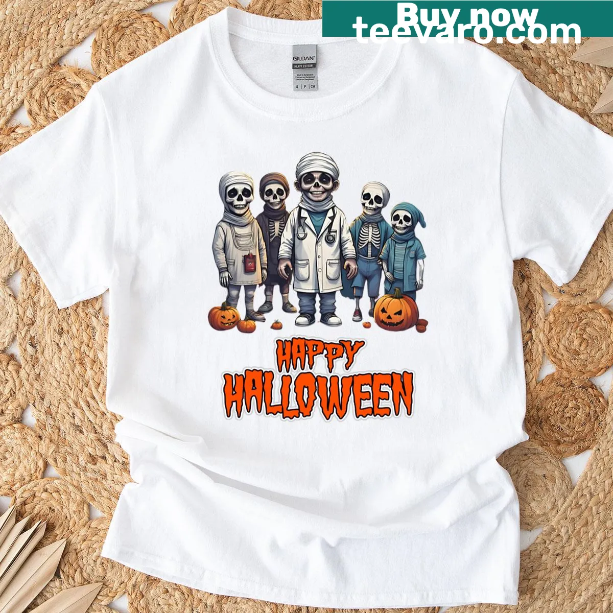 Cute Halloween-themed T-shirt featuring a spooky doctor with humor — on a men's t-shirt