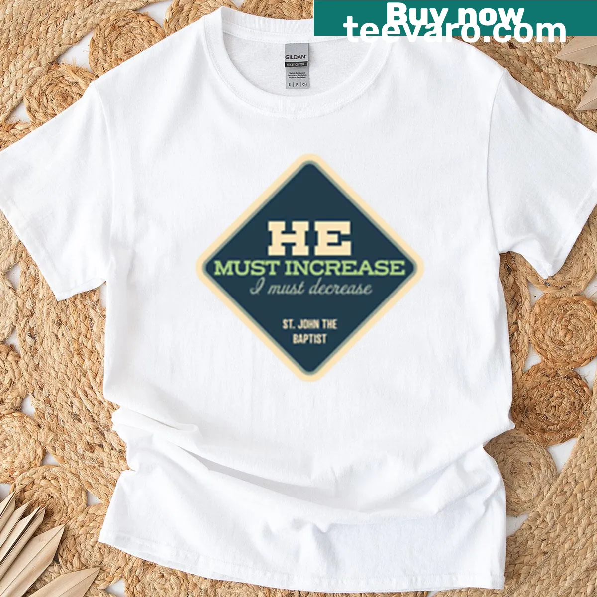 Inspirational t-shirt with quote related to St. John The Baptist — on a men's t-shirt