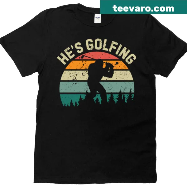 Funny Bigfoot golfing graphic on a vintage-style t-shirt