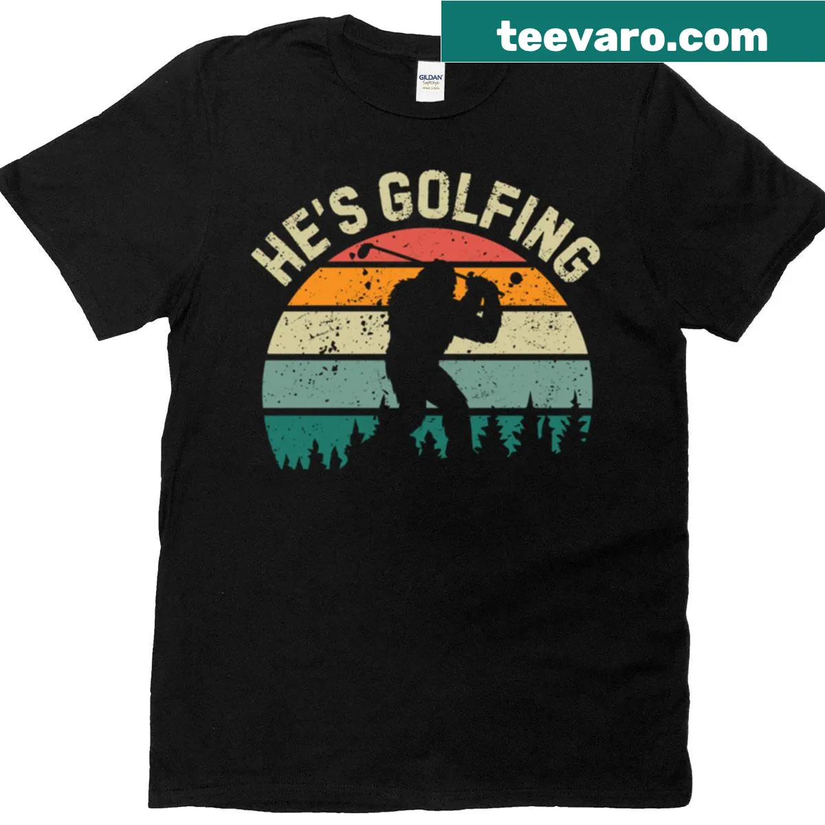 Funny Bigfoot golfing graphic on a vintage-style t-shirt — on a men's t-shirt