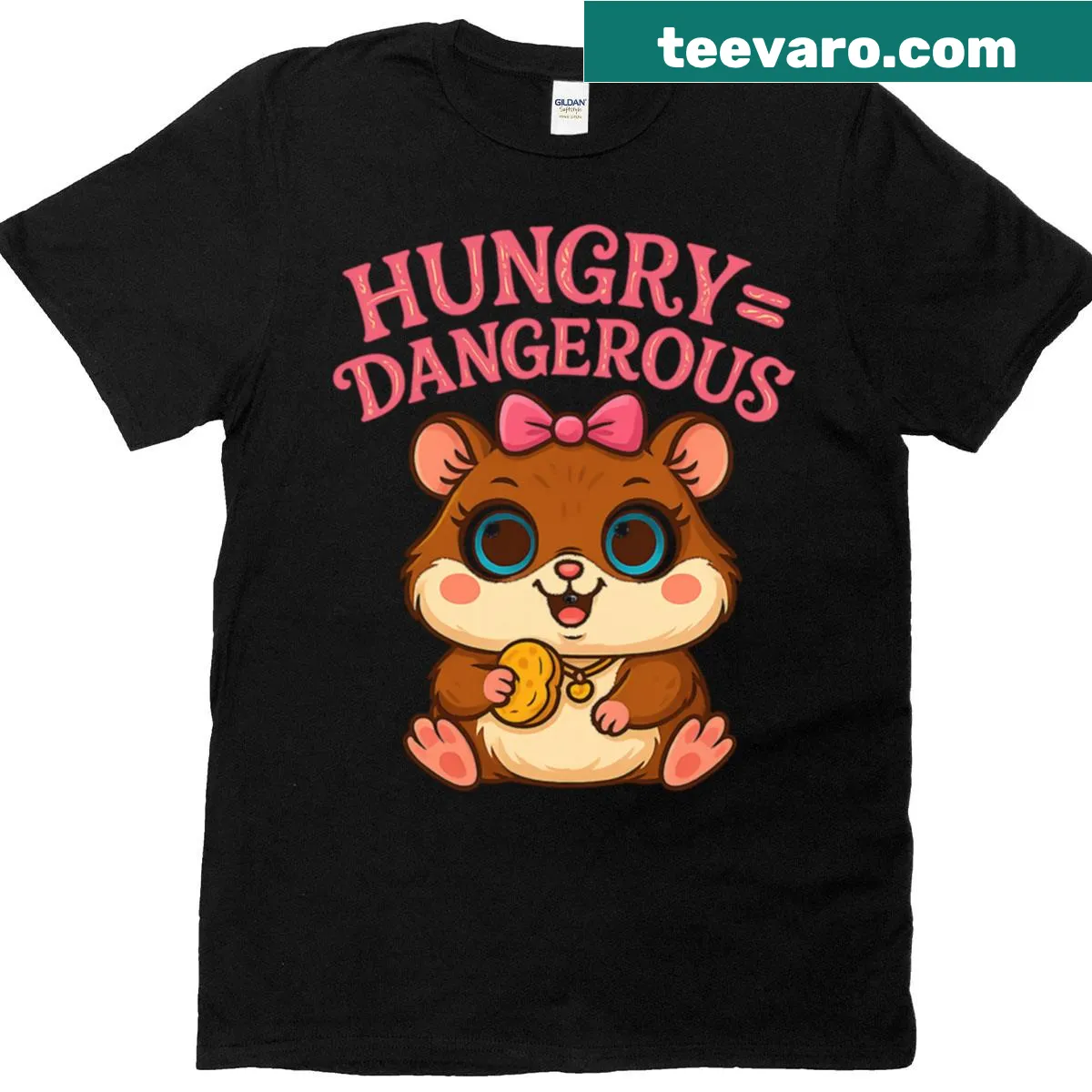 Graphic of a cute, angry hamster girl on a T-shirt — on a men's t-shirt