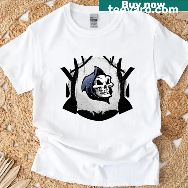 Funny Halloween t-shirt featuring a skeleton joke
