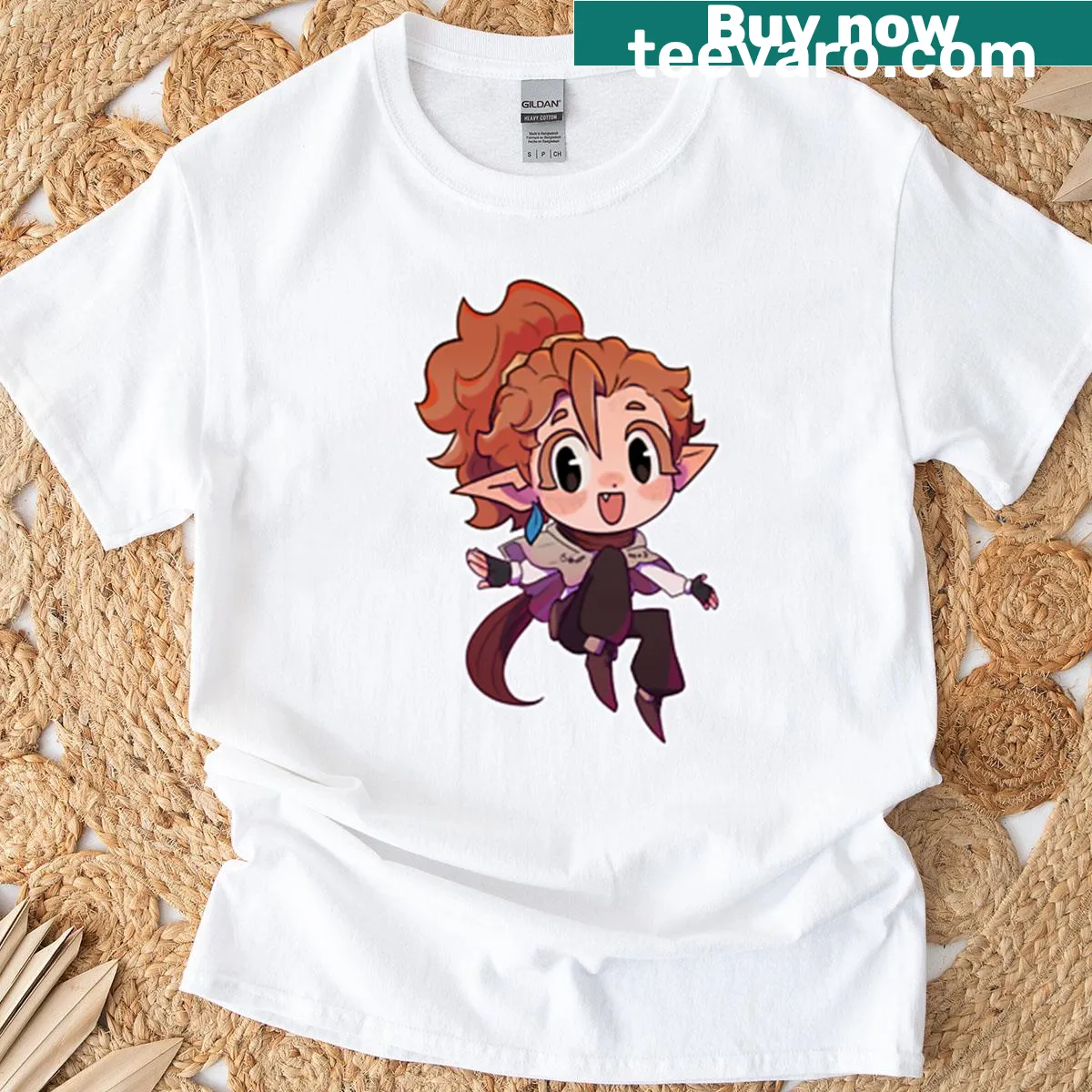 Chibi-style T-shirt with a playful character design — on a men's t-shirt