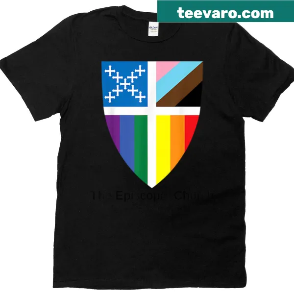 T-shirt with an inclusive church shield design