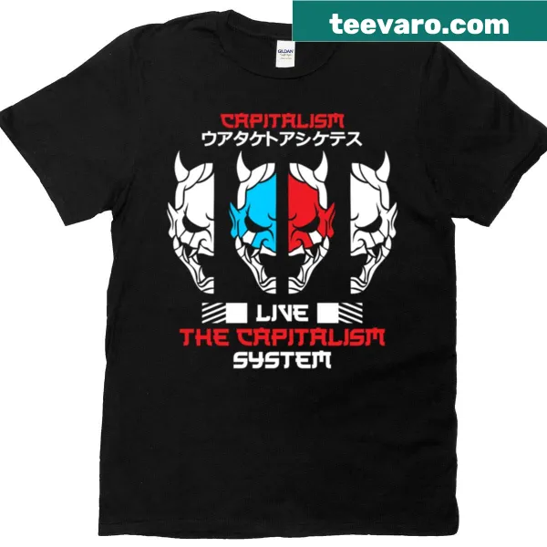 Typographic design tee featuring 'Live The Capitalism System' text