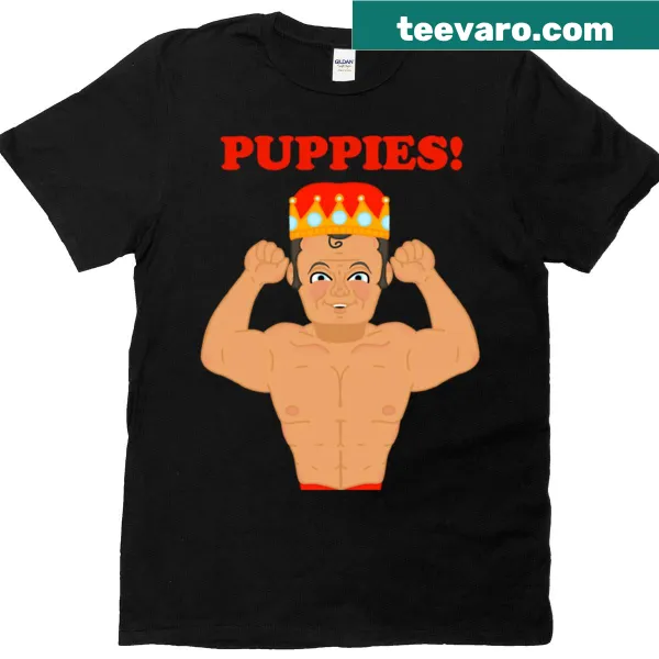 Cartoon puppies t-shirt featuring adorable dog faces
