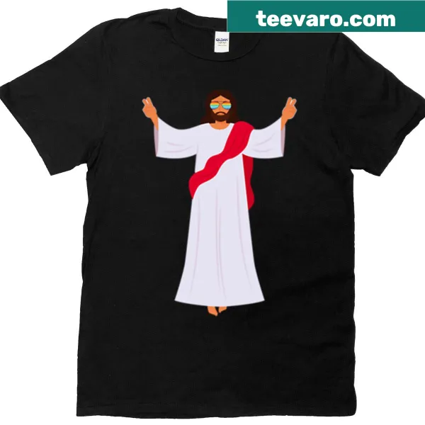 Graphic of Jesus with sunglasses and peace hands