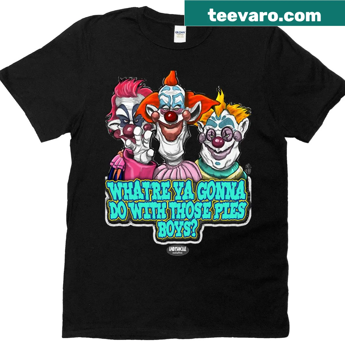 Illustration of Killer Klowns from Outer Space on a T-shirt — on a men's t-shirt