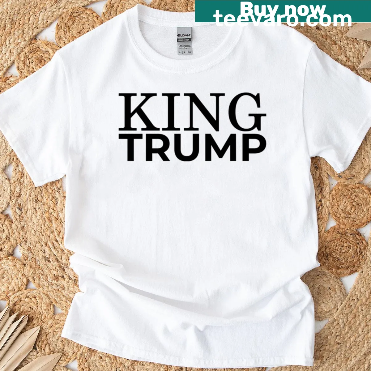 T-shirt featuring illustration inspired by MAGA hat — on a men's t-shirt