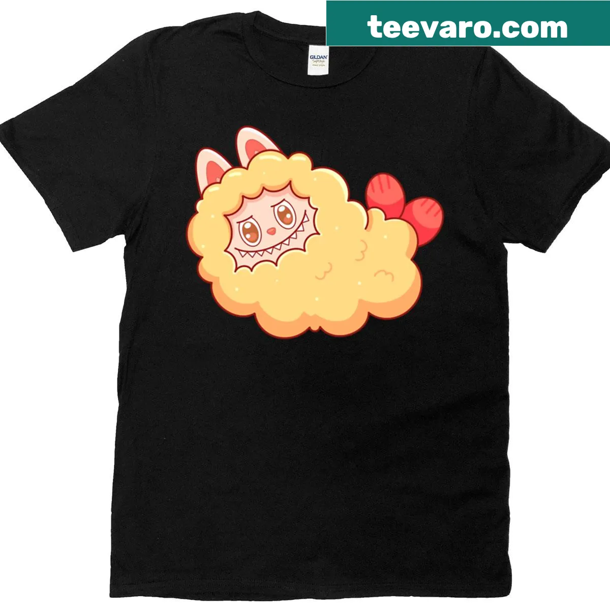 Whimsical shrimp graphic on a fun t-shirt design — on a men's t-shirt