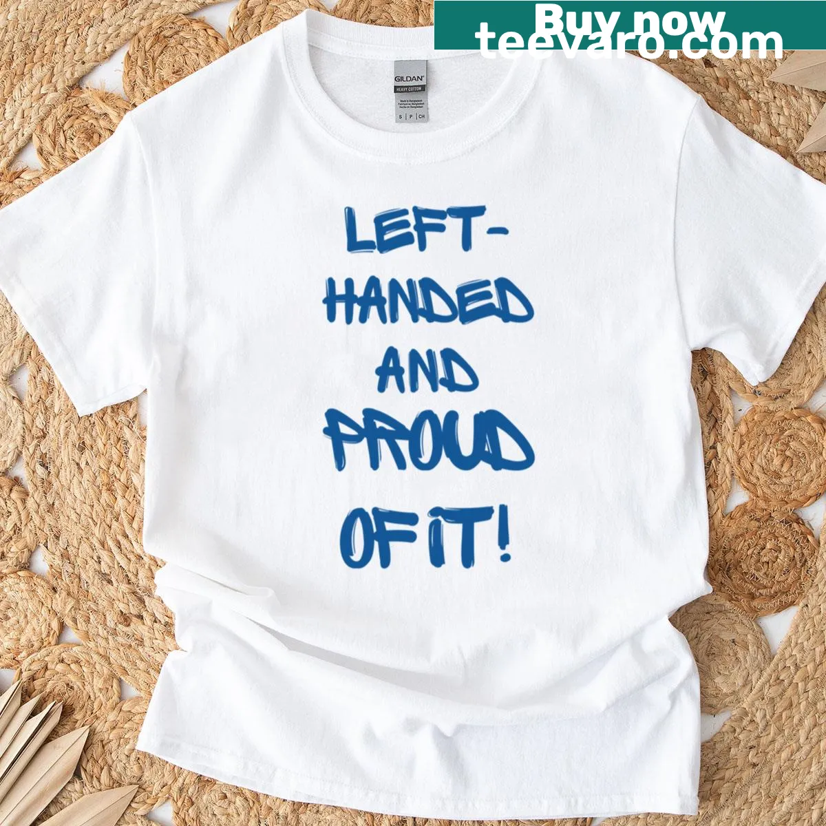 T-shirt proclaiming pride in being left-handed — on a men's t-shirt