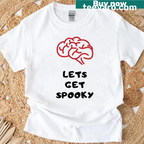 Cartoon design of a spooky brain on a Halloween-themed t-shirt
