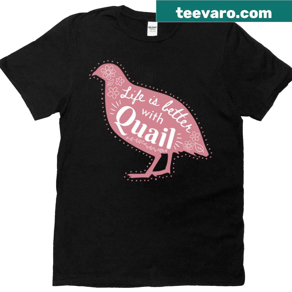 Quail hunting themed design on a t-shirt — on a men's t-shirt