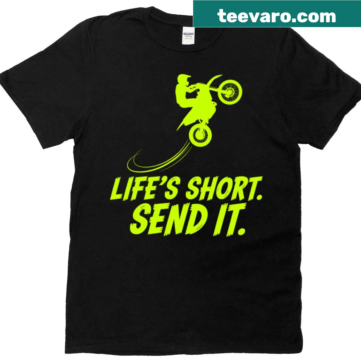 Bold typography for motocross enthusiasts on t-shirt — on a men's t-shirt