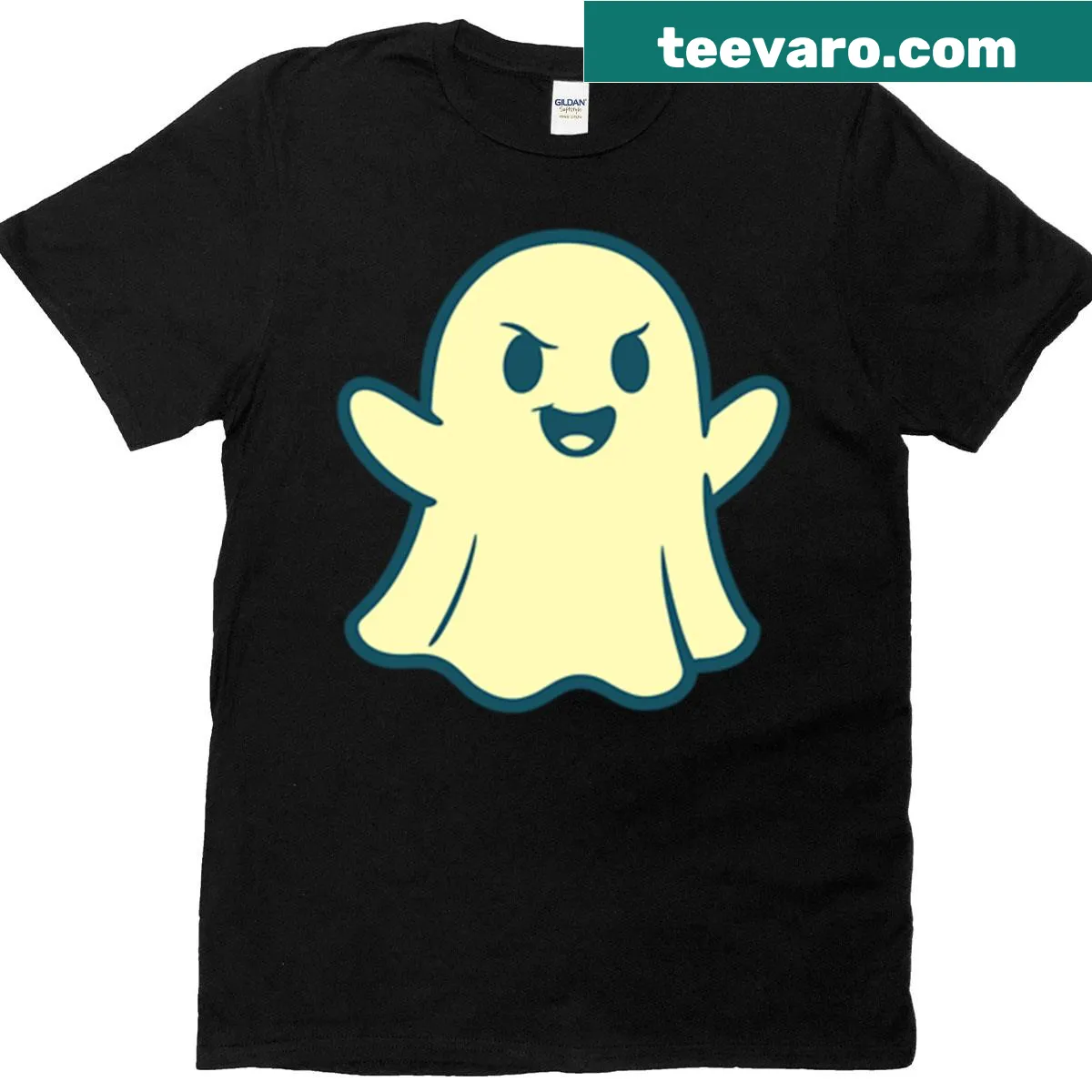 Cute Lil Ghost cartoon t-shirt — on a men's t-shirt