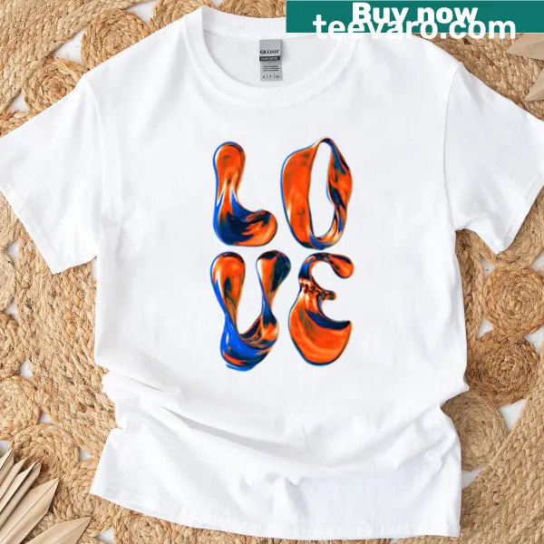 Abstract 3D text art T-shirt featuring the word 'Love'