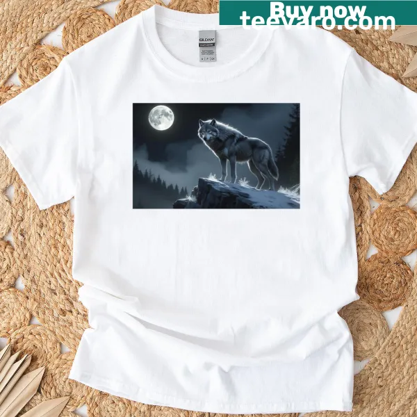 Illustration of a lone wolf on a T-shirt
