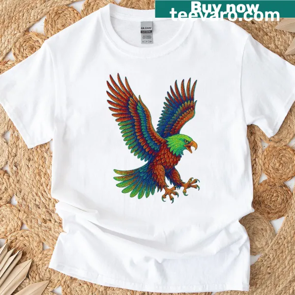 Illustrated majestic eagle design on wildlife T-shirt