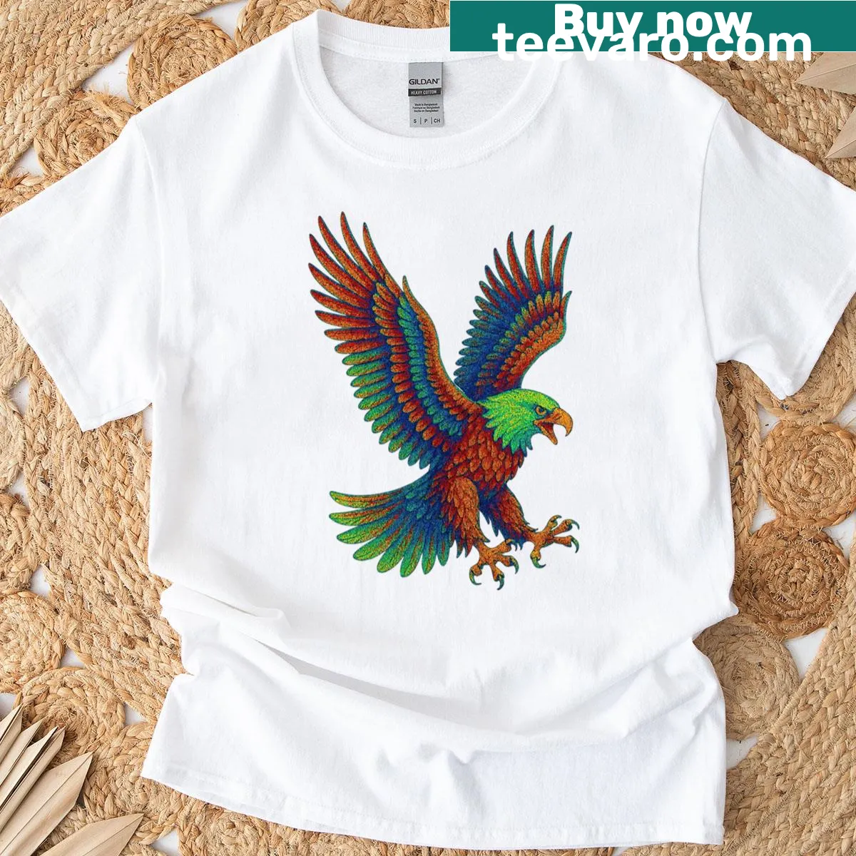 Illustrated majestic eagle design on wildlife T-shirt — on a men's t-shirt