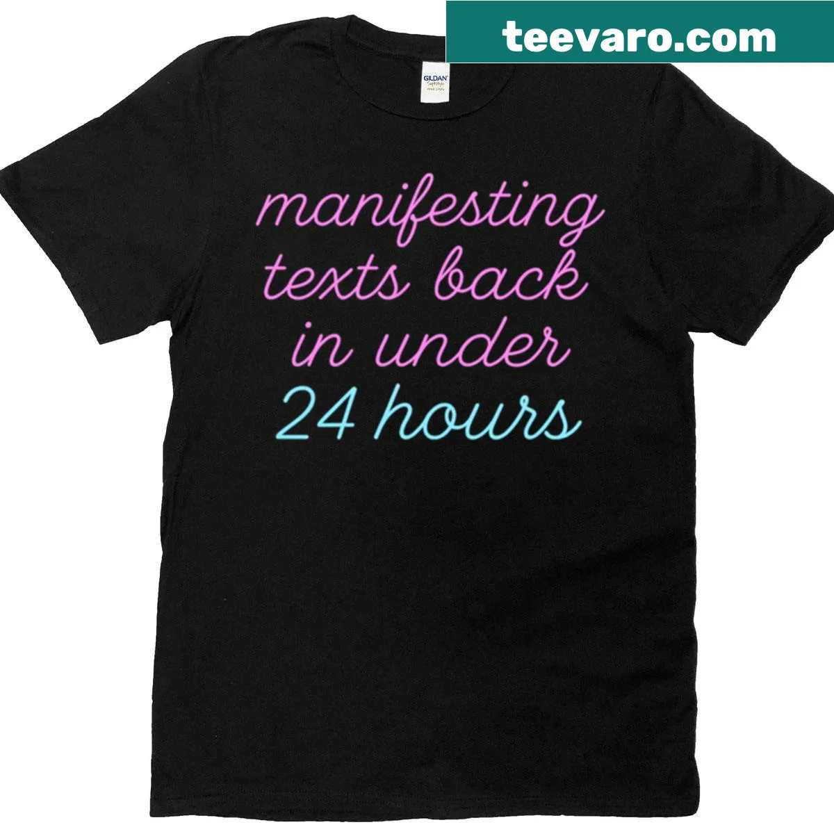 Abstract typography design promoting manifestation on t-shirt — on a men's t-shirt