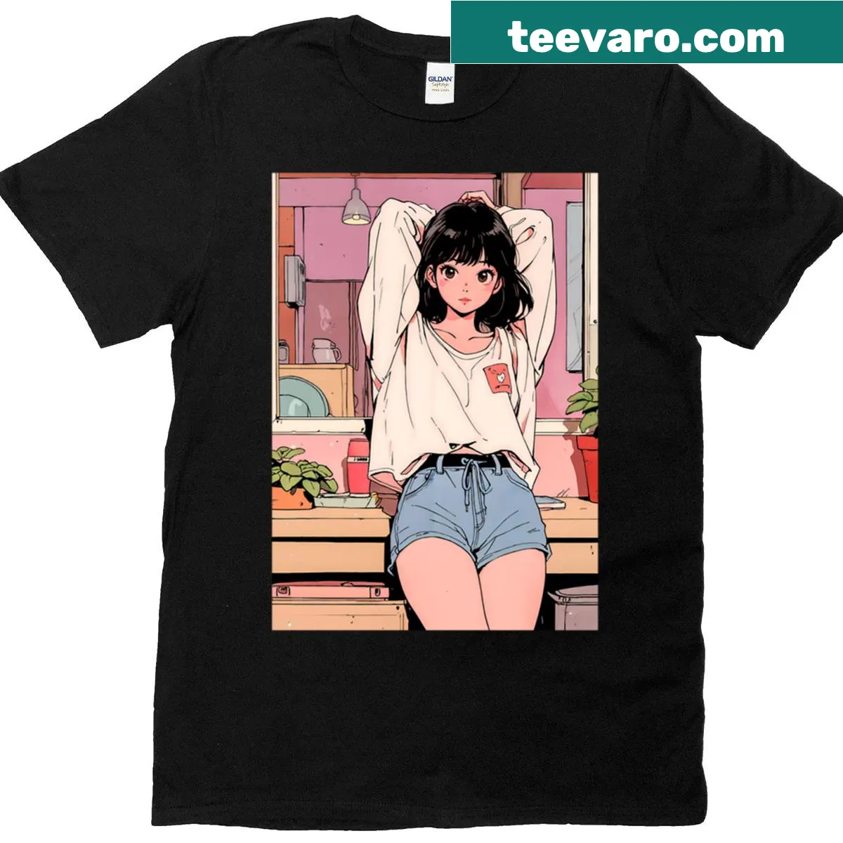 Soft anime aesthetic T-shirt inspired by morning stretches — on a men's t-shirt