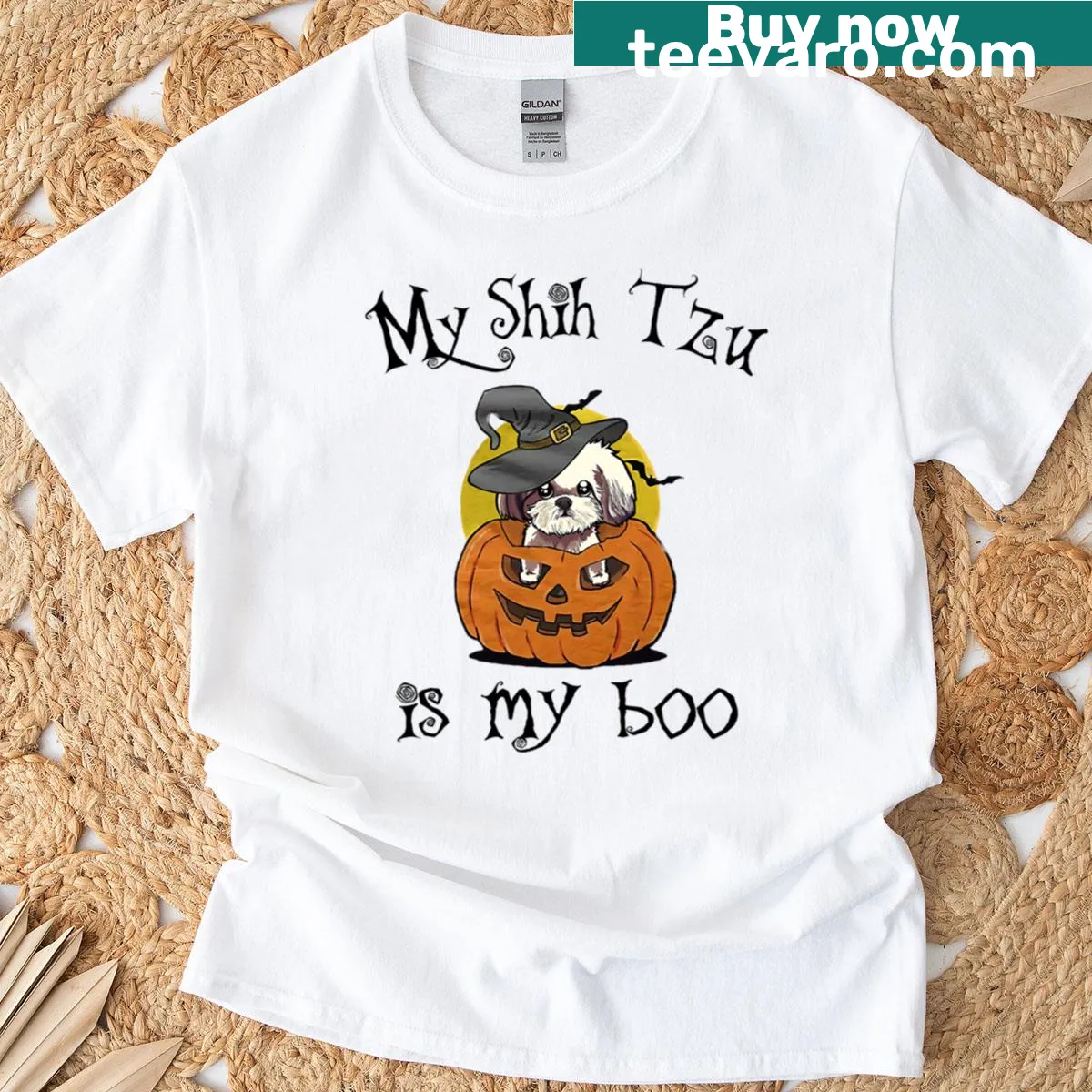 Funny Halloween dog shirt highlighting love for Shih Tzus — on a men's t-shirt