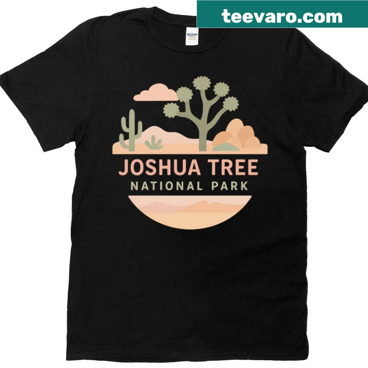 Minimalist t-shirt featuring pastel designs of national parks — on a men's t-shirt