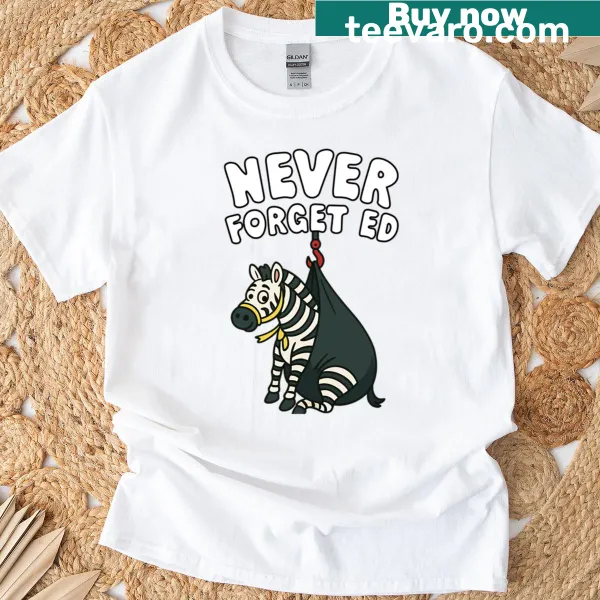 Illustrative t-shirt featuring Ed the Zebra in a playful design.