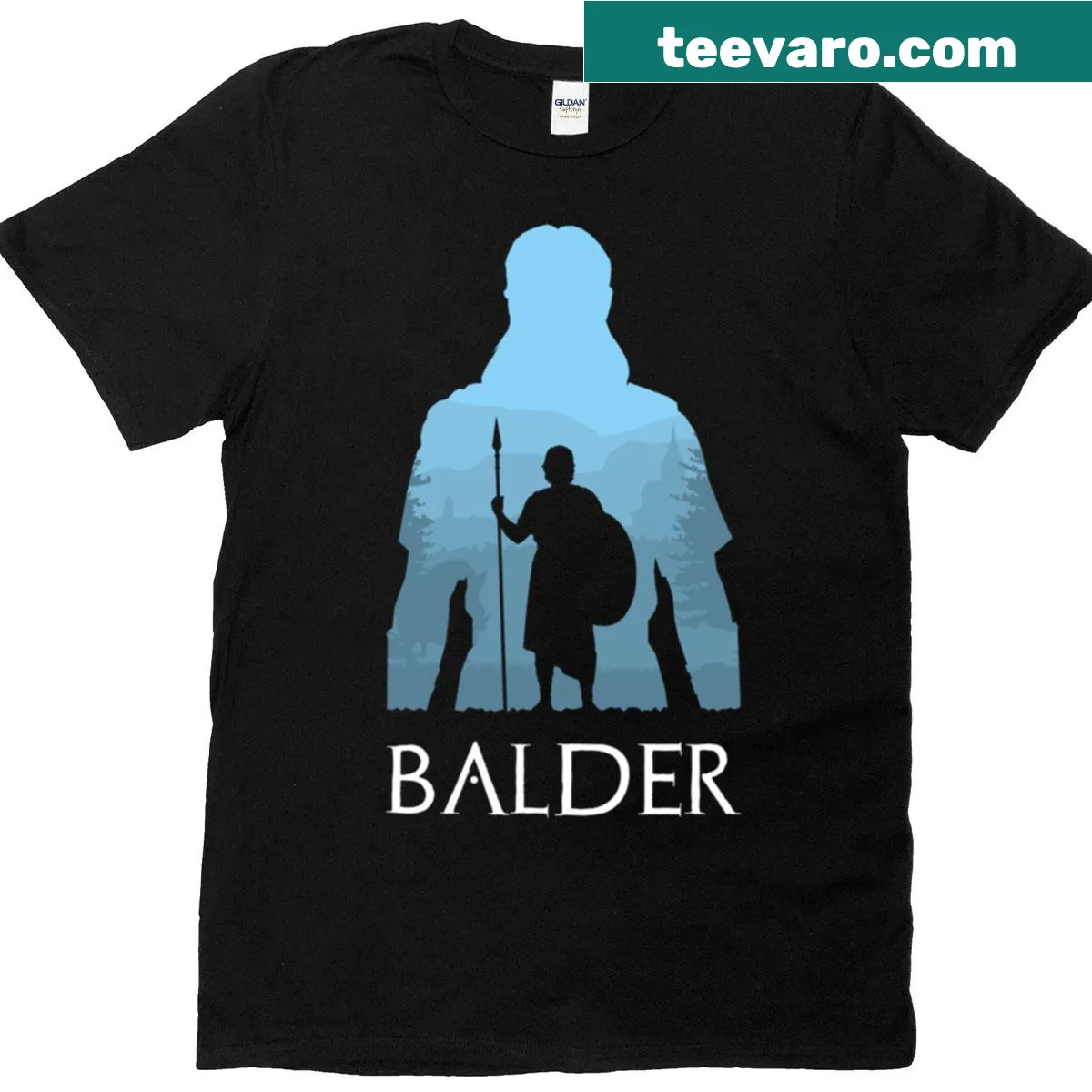 T-shirt featuring an illustration of Norse god Balder — on a men's t-shirt
