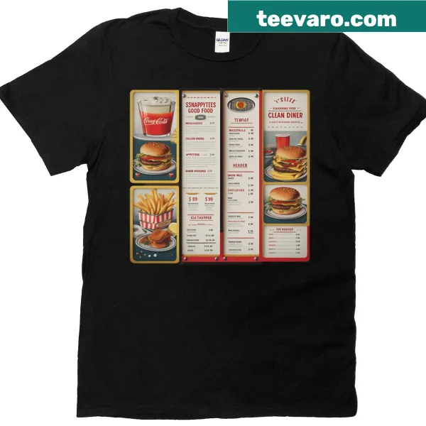Nostalgic food menu design t-shirt