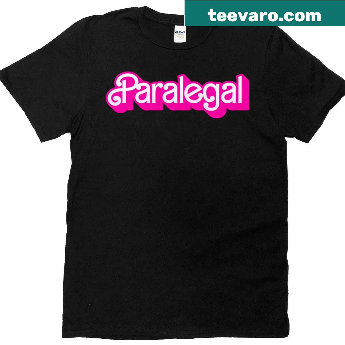 Paralegal T-shirt in playful hot pink font, perfect for casual wear — on a men's t-shirt