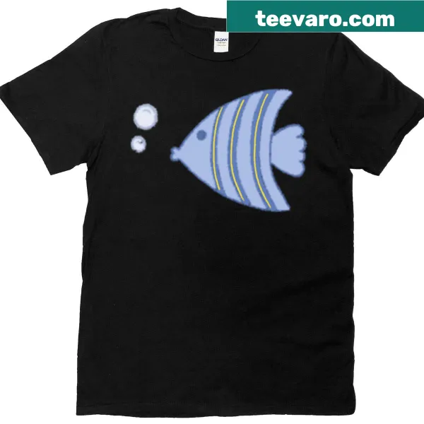 T-shirt with a whimsical pastel fish illustration