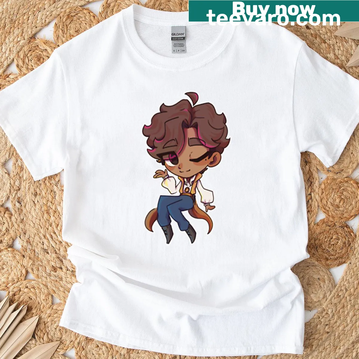 Cute chibi-style phoenix T-shirt — on a men's t-shirt