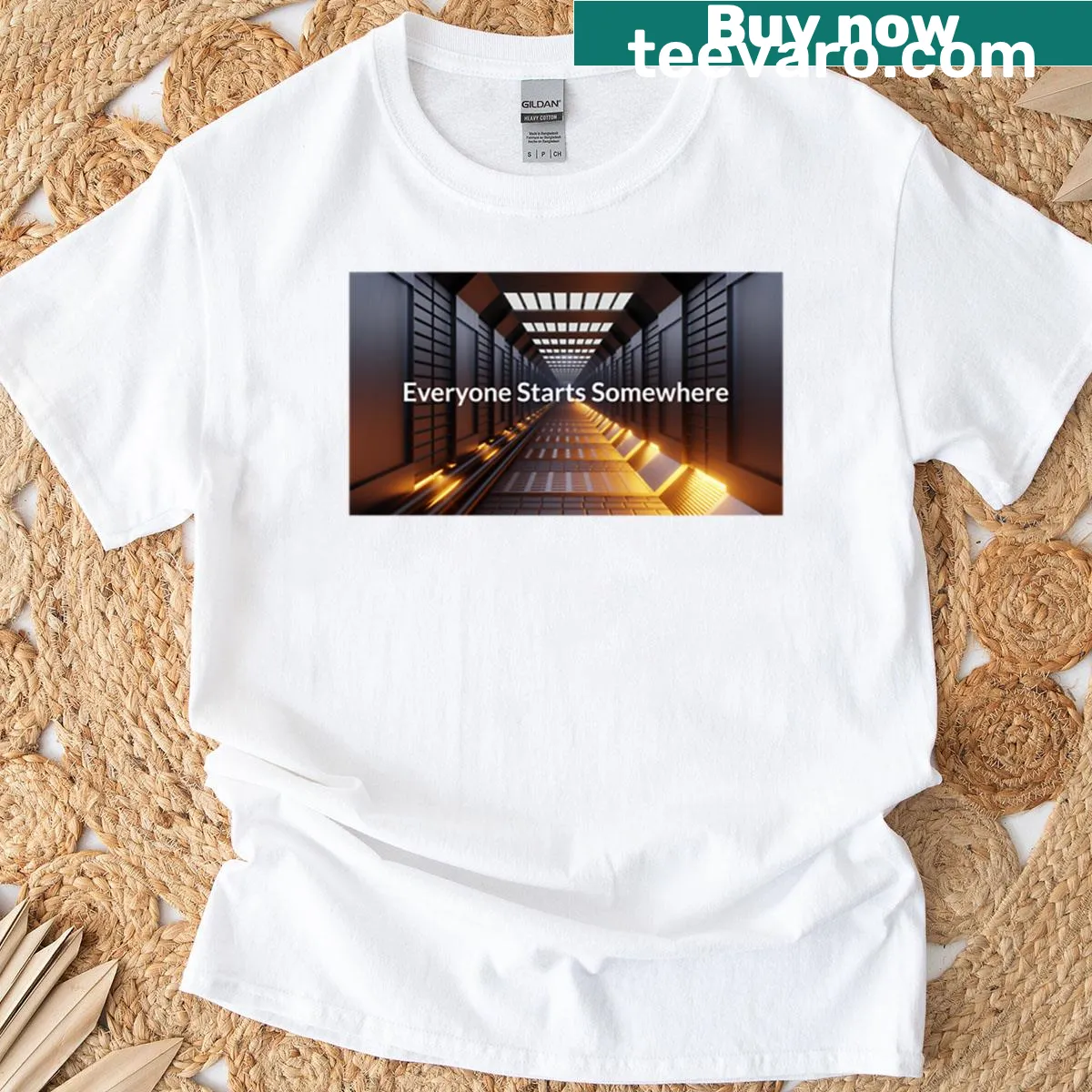 Inspiring typography graphic T-shirt — on a men's t-shirt