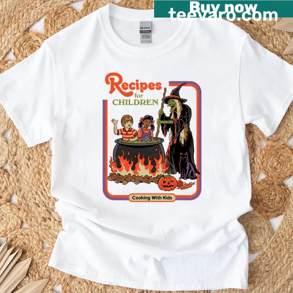 Illustrated t-shirt with cooking recipes for children