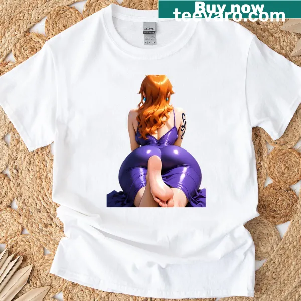 Whimsical redhead pirate design on a cartoon t-shirt