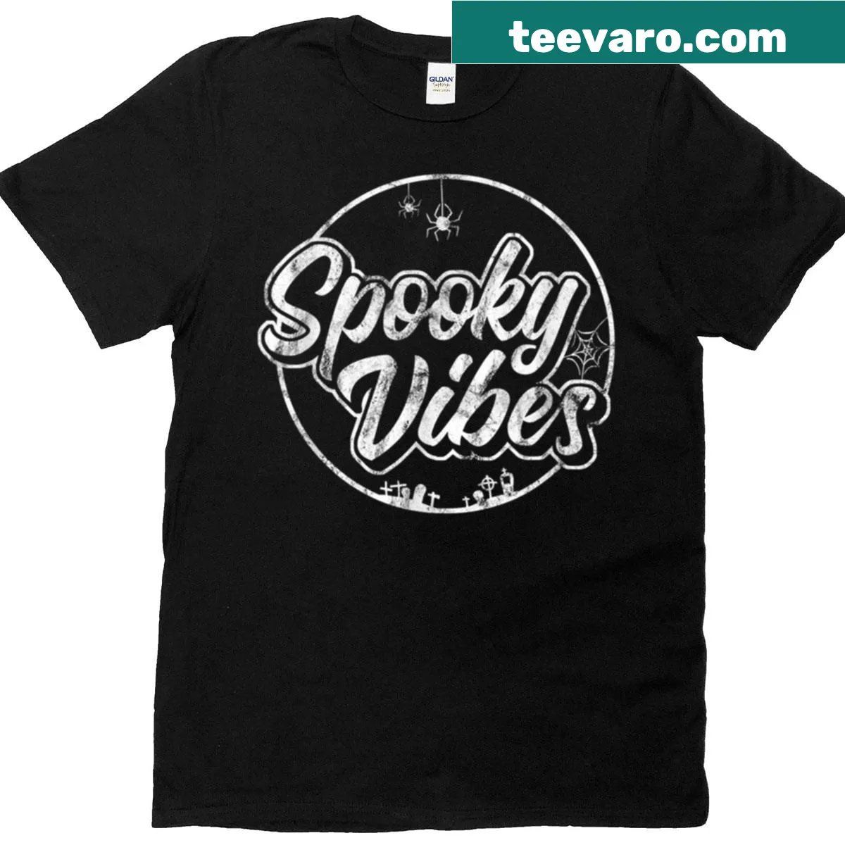 Oversized Halloween t-shirt with spooky design — on a men's t-shirt