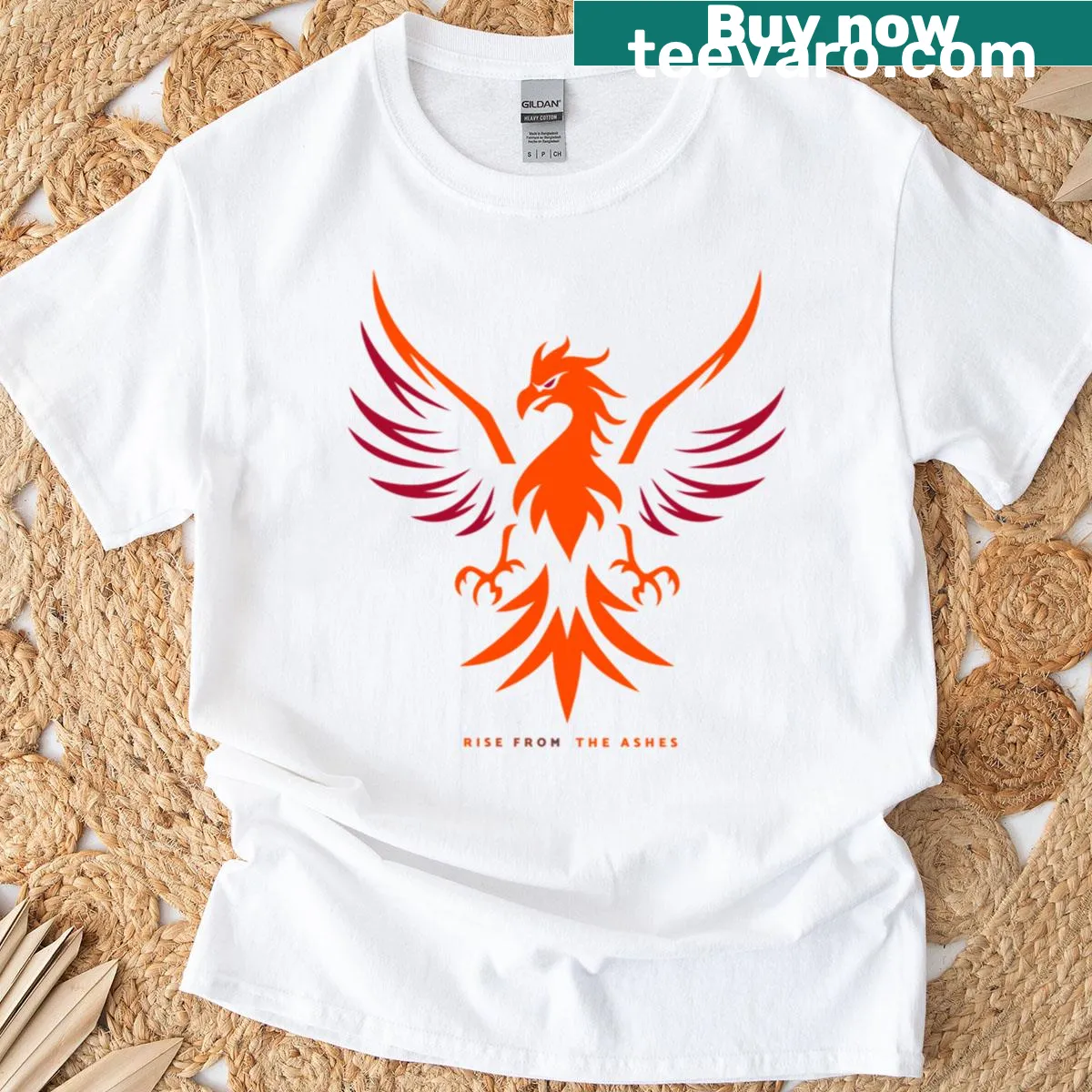 Bold typography t-shirt with the phrase 'Rise From The Ashes' — on a men's t-shirt